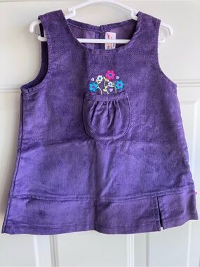 Vintage Please Mum dress purple embroidered floral 100% cotton 18 months NWT